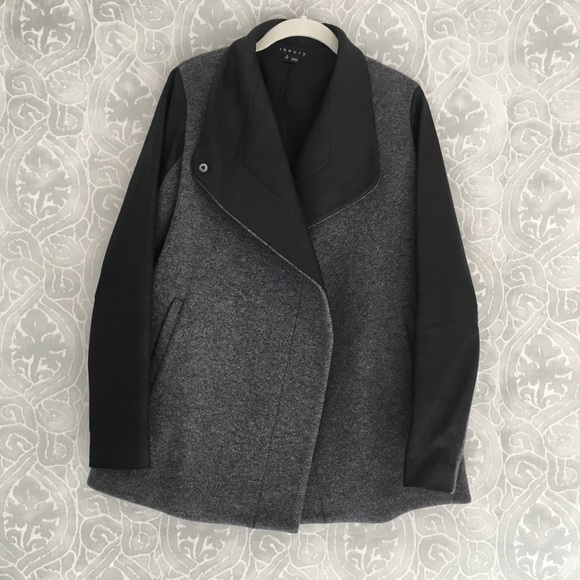 Theory Wool and Leather Coat - Picture 1 of 5